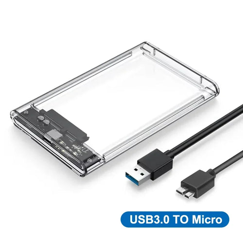 HDD Enclosure 2.5 SATA SSD External Hard Drive Case with 5Gbps USB 3.0 To Type C Transfer Speed Clear Harddisk Boxs Tool-Free